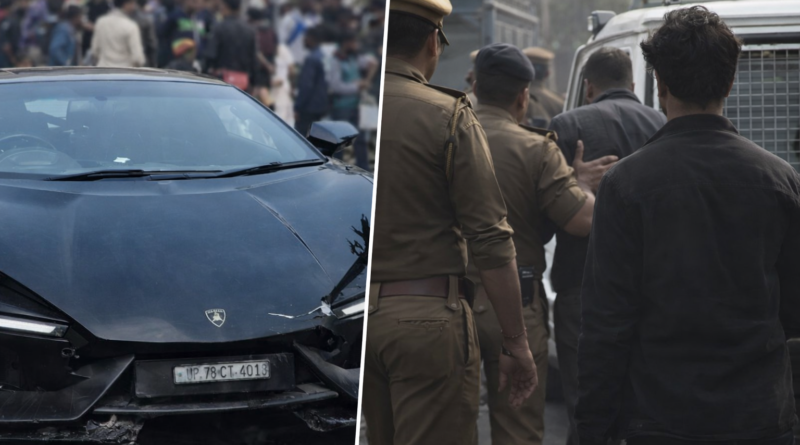 कानपुर में लेम्बोर्गिनी कार दुर्घटना स्थल