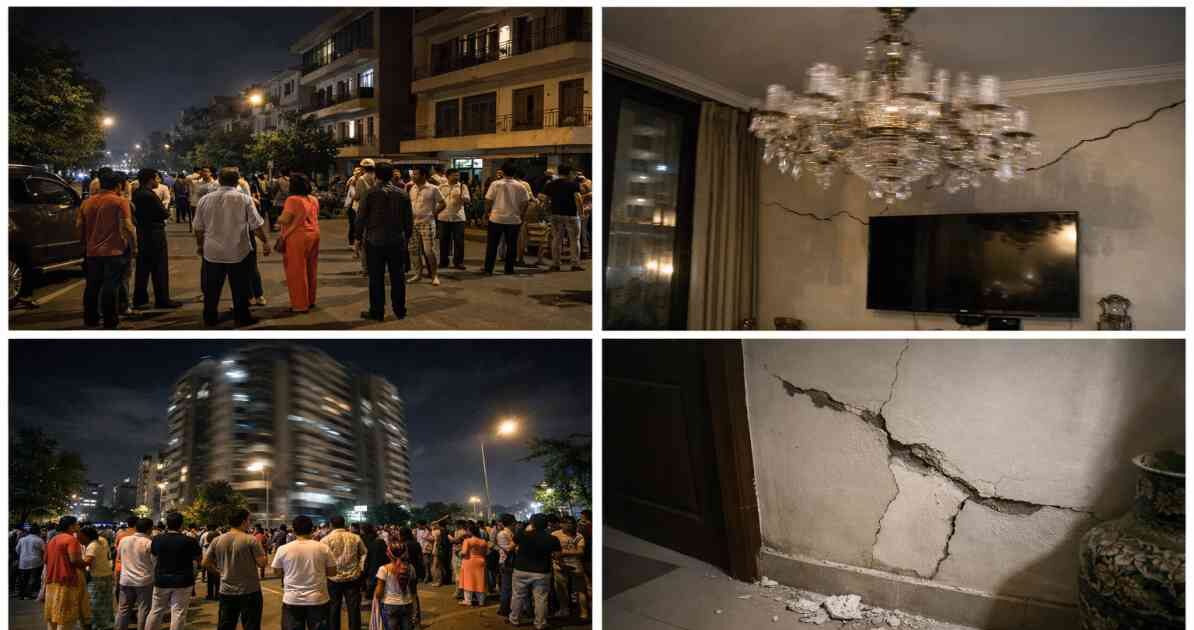 भूकंप के झटके महसूस करते लोग