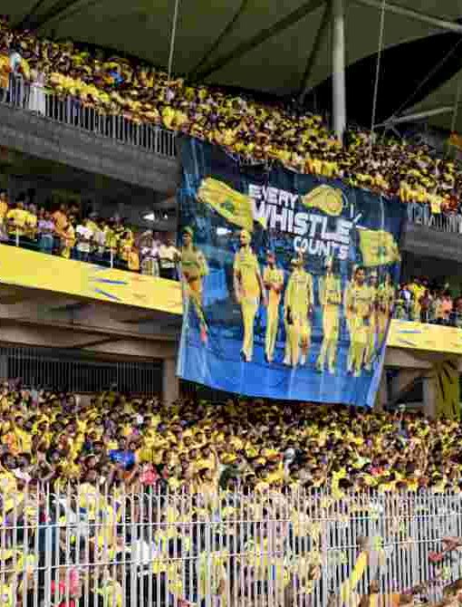 चेन्नई के MA चिदंबरम स्टेडियम का दृश्य जहां स्पिन पिच पर CSK और PBKS के बीच मुकाबला खेला जा रहा है।