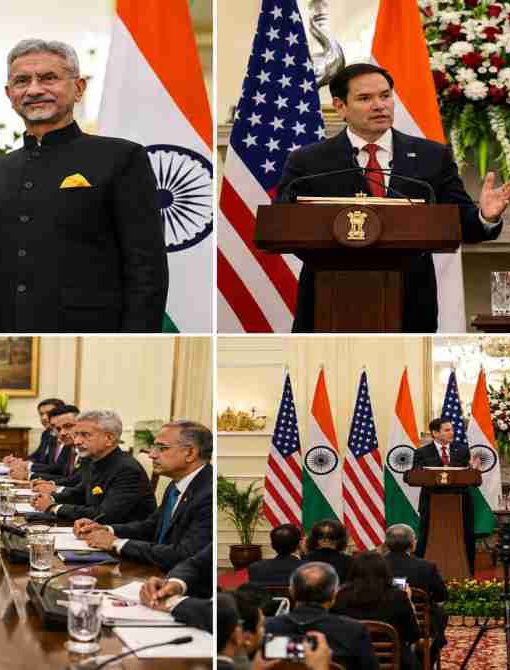 हैदराबाद हाउस में आयोजित प्रेस कॉन्फ्रेंस के दौरान भारत और अमेरिका के विदेश मंत्री रणनीतिक साझेदारी, वीजा और रक्षा सहयोग पर चर्चा करते हुए।
