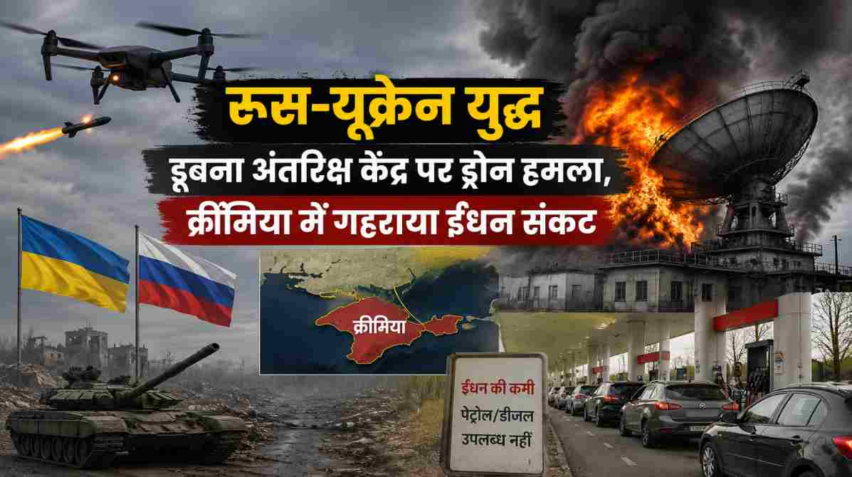 रूस-यूक्रेन युद्ध | डूबना अंतरिक्ष केंद्र पर फिर ड्रोन हमला, क्रीमिया में गहराया ईंधन संकट