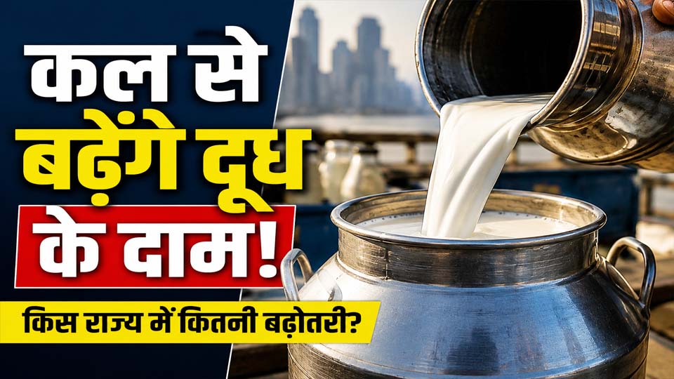 Milk Price Hike 2026 से जुड़ी तस्वीर, जो मुंबई में दूध की थोक कीमत में बढ़ोतरी और तमिलनाडु में नए दूध खरीद मूल्य को दर्शाती है।
