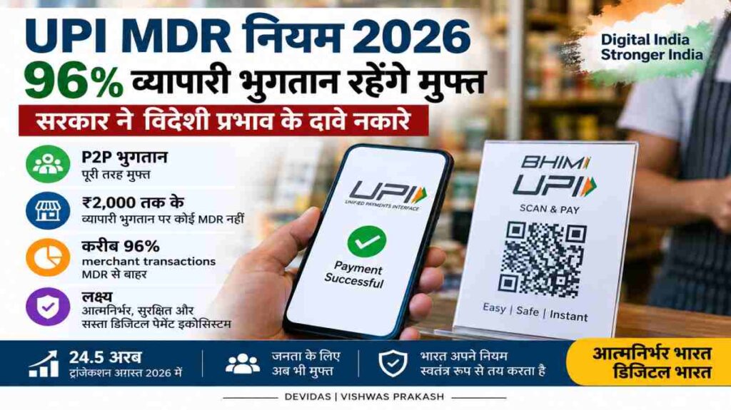 UPI MDR नियम 2026: 96% व्यापारी भुगतान रहेंगे मुफ्त, सरकार ने विदेशी प्रभाव के दावे नकारे