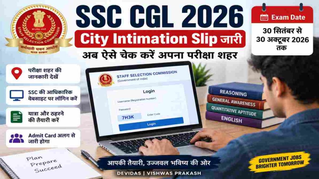 SSC CGL 2026 City Intimation Slip जारी, ऐसे चेक करें परीक्षा शहर की जानकारी