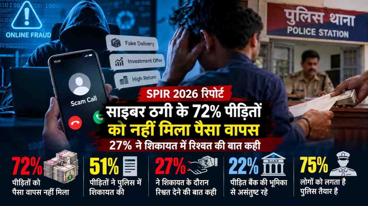 साइबर ठगी SPIR 2026 रिपोर्ट में 72 प्रतिशत पीड़ितों को नहीं मिला पैसा