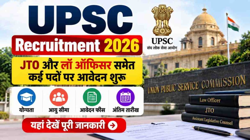 UPSC Recruitment 2026: JTO और लॉ ऑफिसर समेत कई पदों पर आवेदन शुरू, जानें जरूरी डिटेल
