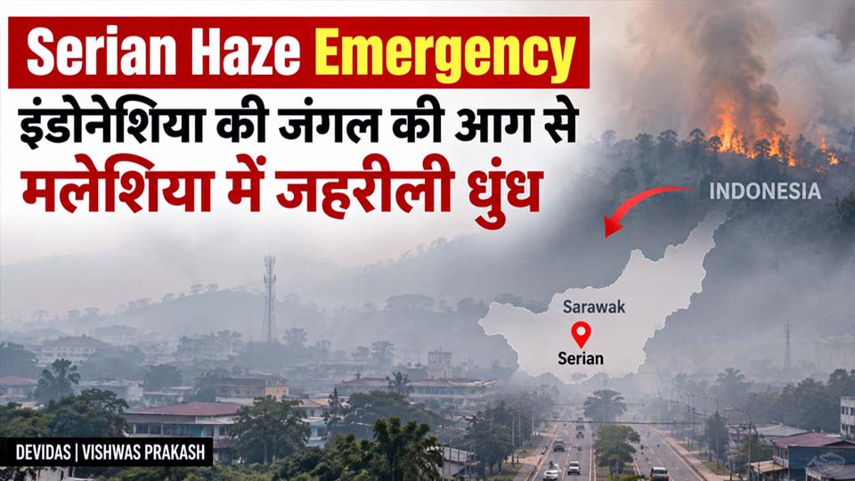 Serian Haze Emergency: इंडोनेशिया की जंगल की आग से मलेशिया में जहरीली धुंध, Serian में बिगड़े हालात