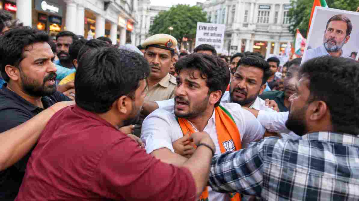 दिल्ली कनॉट प्लेस विवाद: पीएम मोदी समर्थक युवक को प्रदर्शनकारियों ने घेरा, मारपीट का आरोप