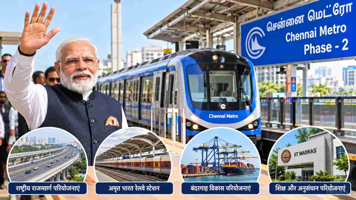 पीएम मोदी चेन्नई दौरा 2026 और ₹13,000 करोड़ की विकास परियोजनाएं