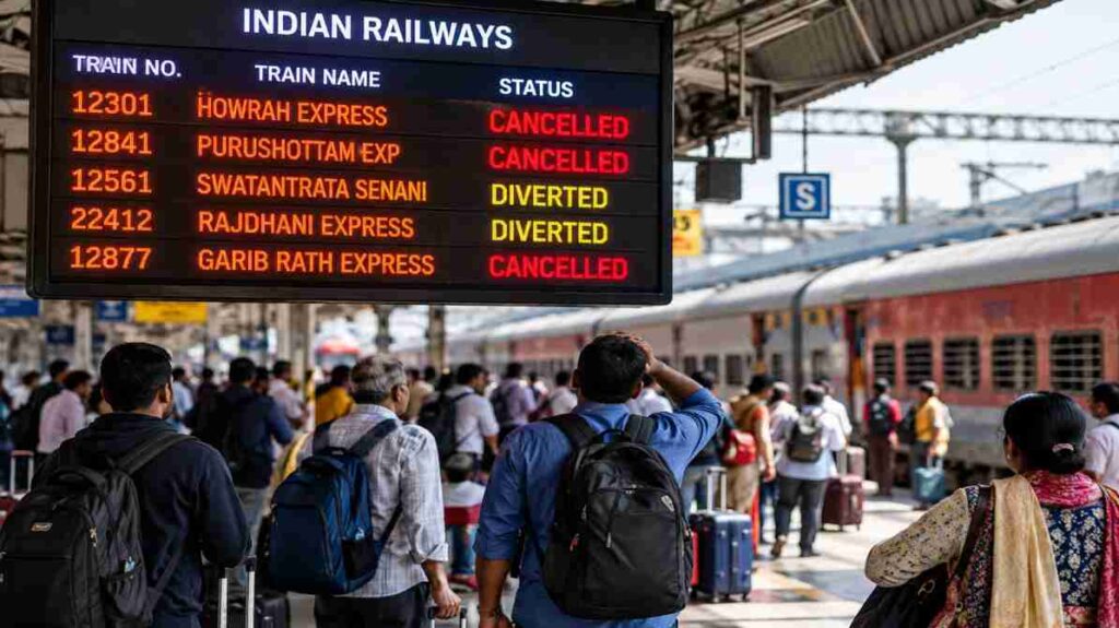 ट्रेनें रद्द और रूट डायवर्ट: प्रदर्शन के बीच रेल यात्रियों की बढ़ी परेशानी, यात्रा से पहले देखें अपडेट